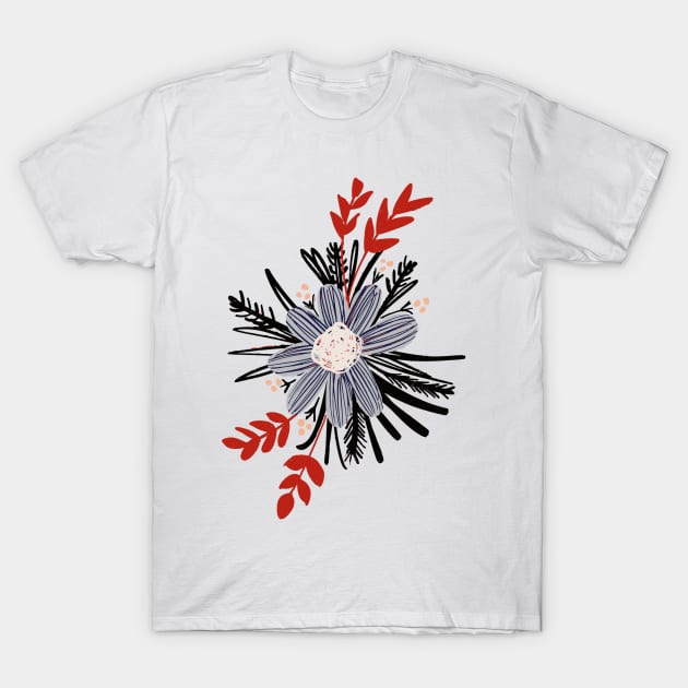 Black, red and white cosmos wild flowers T-Shirt by FrancesPoff